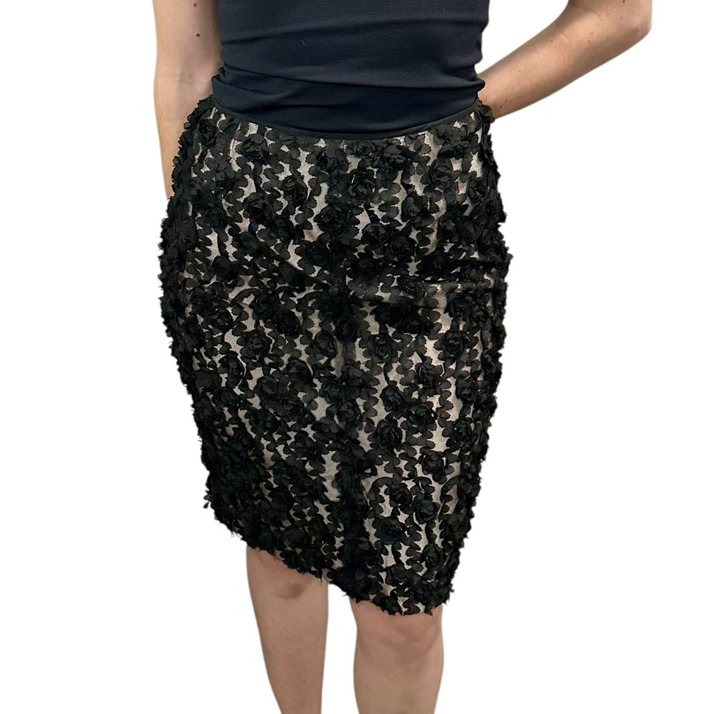 Nina Ricci Paris Rose Floral 3D Applique Lace Skirt